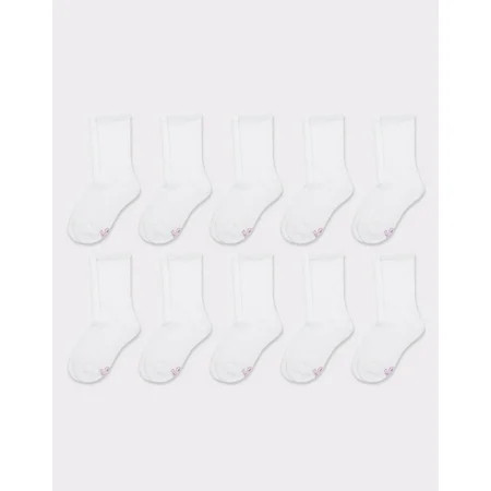 Hanes Girls Uniform Crew Socks White 10-Pairs L | Walmart (US)
