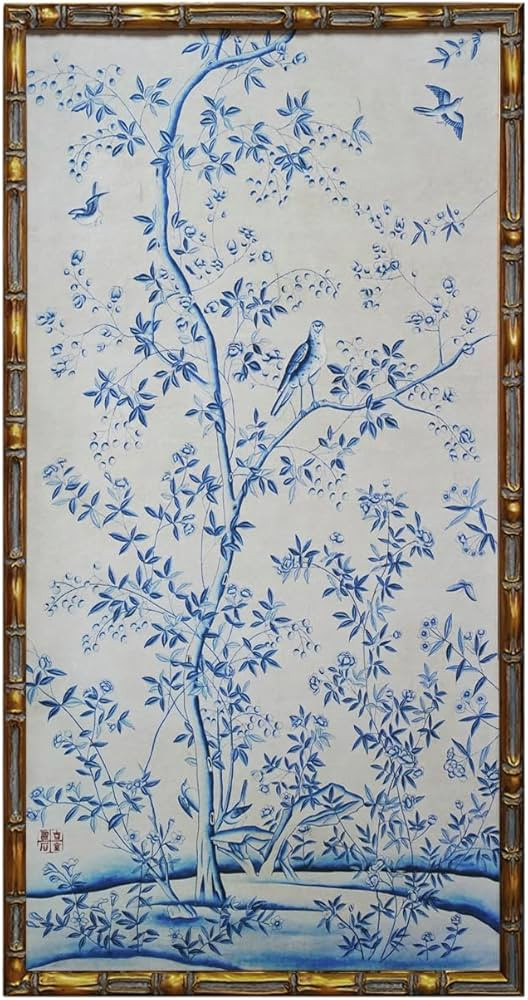 HongFengtang Chinese Rice Paper Print China Flower And Bird Bamboo Frame 19.5 X 35.8 Inches (B) | Amazon (US)
