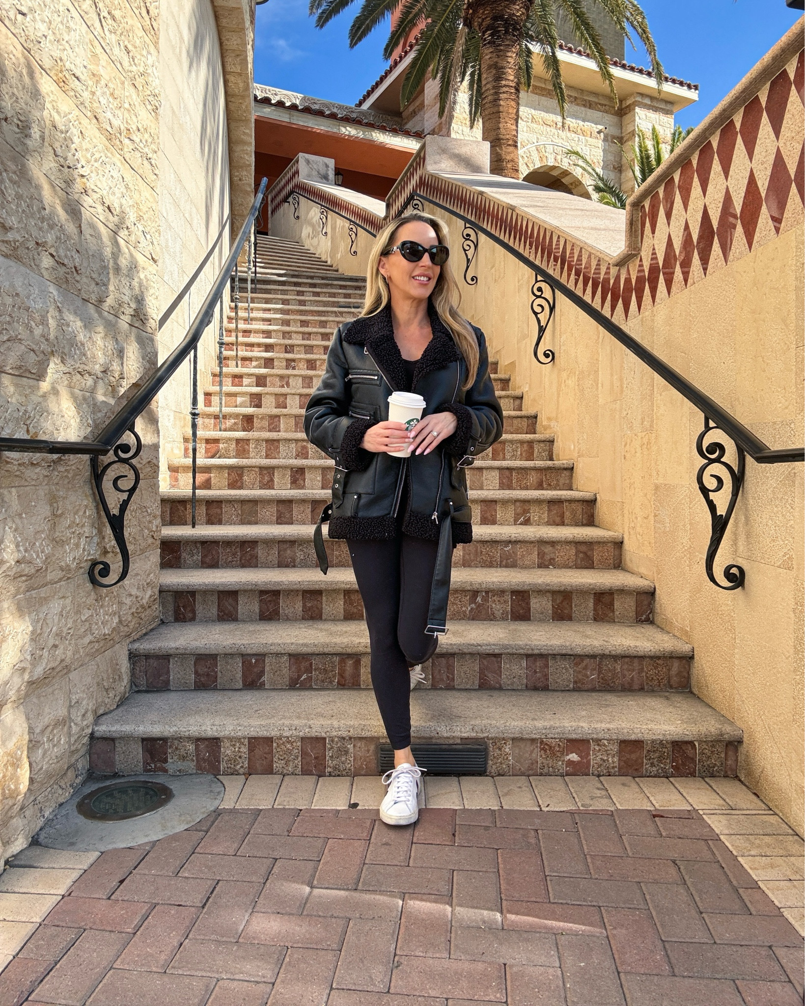 And just like that…black leggings are back. They may not be runway or high fashion but they’re everywhere again in street wear and mine are definitely back out. I’ve shared lots of ways to style them on my YouTube channel (link in YouTube highlights🔝). PS this black leather moto jacket is on major sale for under $50! (Not a typo!). It runs big so you might want to size down for a more fitted look. I’ve linked everything in my stories and LTK highlights 🔝 

#trendingnow #trendingreels #stevemadden #transitionaloutfit #casualootd

#LTKsalealert