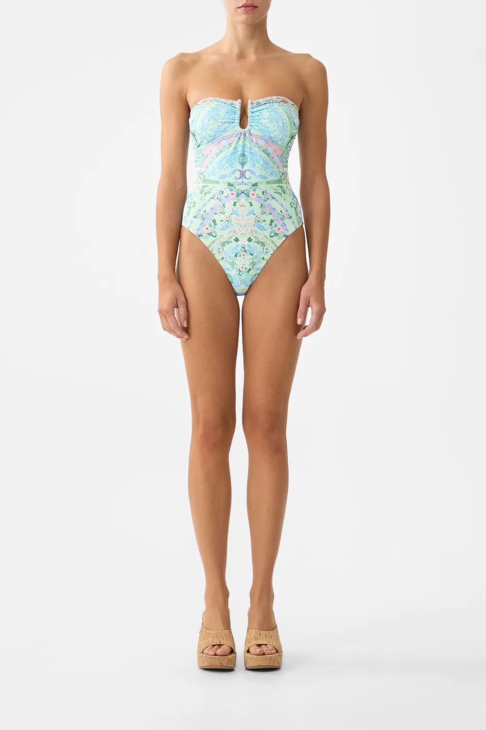 Gathered Bandeau One Piece W U Ring Front (Women) | Nordstrom | Nordstrom