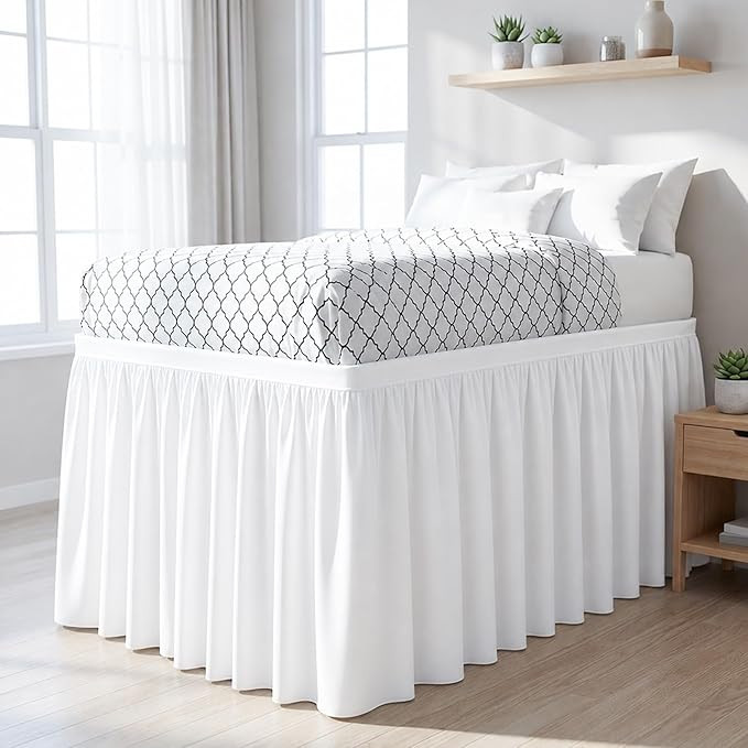 Shreem Linen Dorm Bed Skirt Twin XL 32 Inch Drop, 100% Microfiber Extra Long College Dorm Room Be... | Amazon (US)