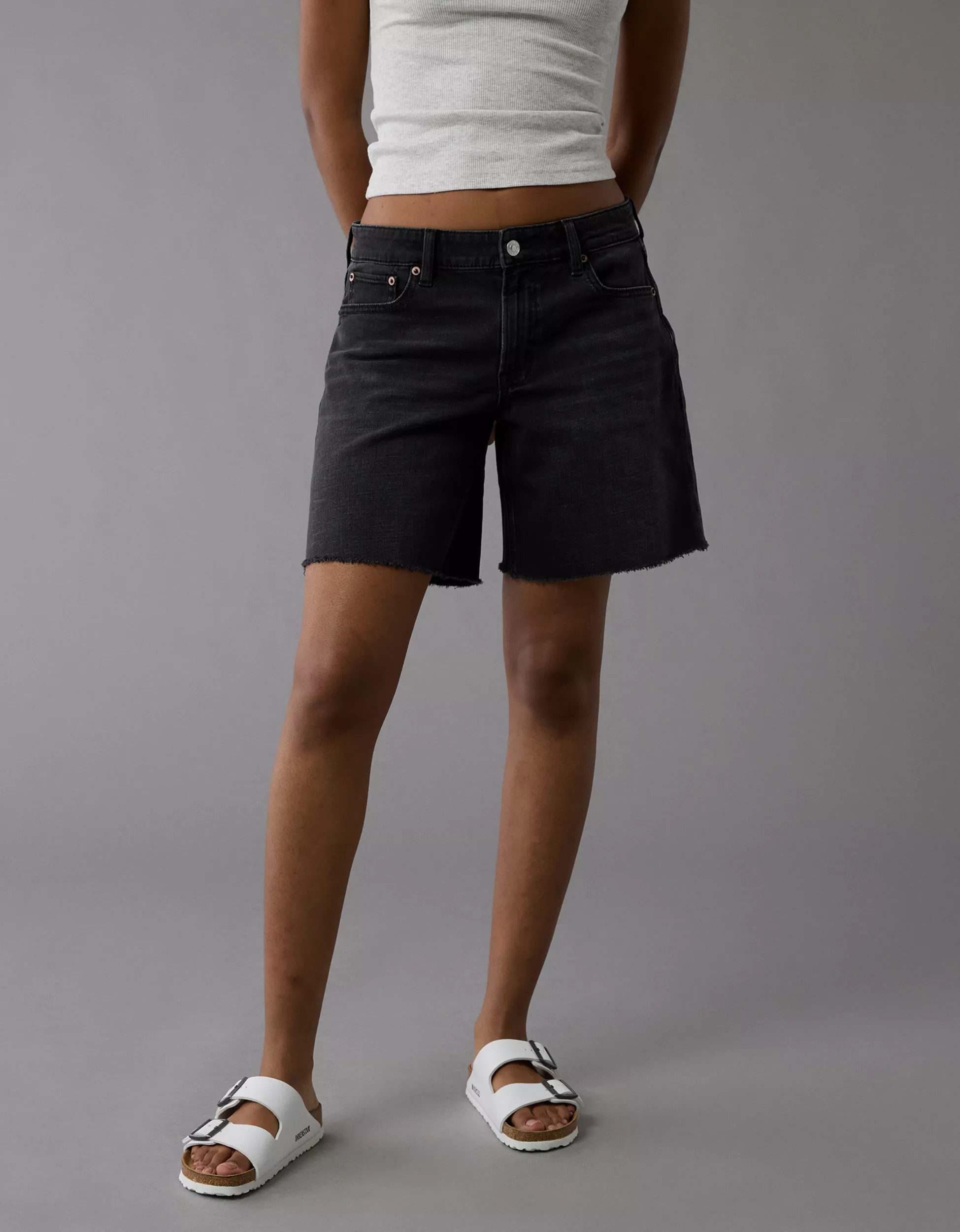 AE 8" Dreamy Drape Stretch Low-Rise Baggy Jort | American Eagle Outfitters (US & CA)
