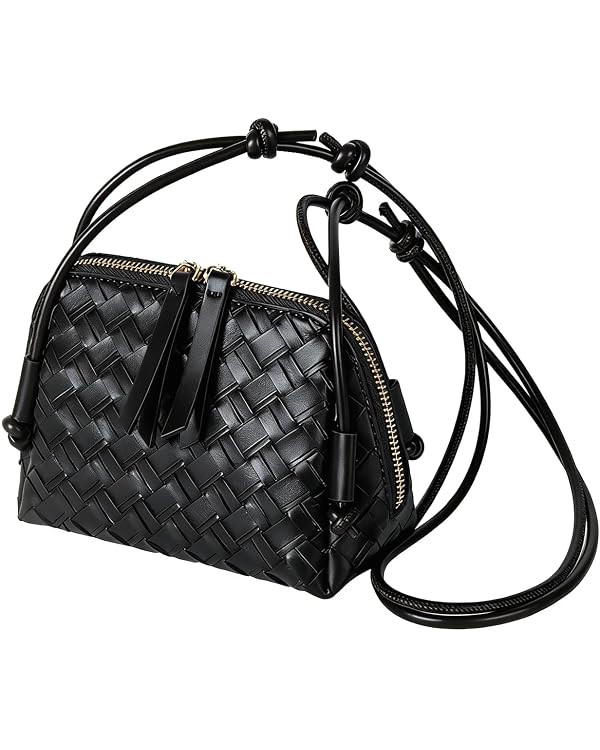 JYG Woven Crossbody Bags for Women PU Leather Handwoven Shoulder Bag Mini Satchel Purses with Adj... | Amazon (US)