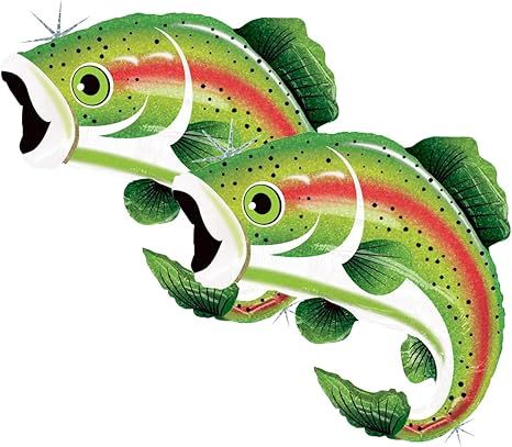 Set of 2 Rainbow Trout 29" Foil Fishing Balloons Party Decoration | Amazon (US)