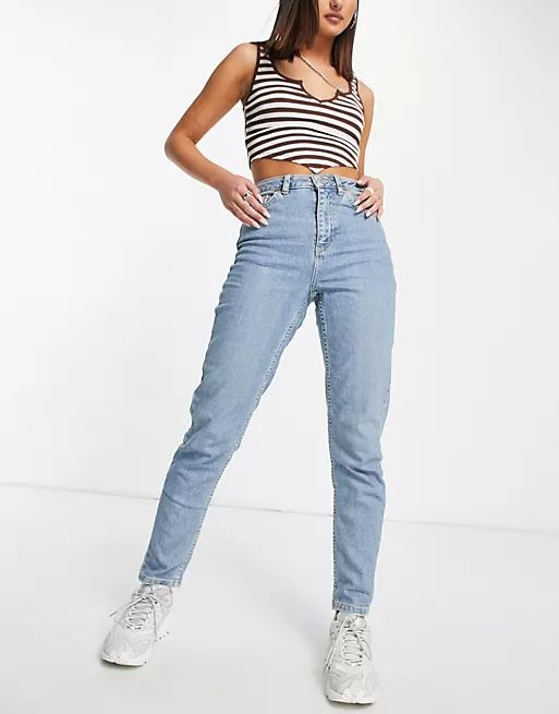 Topshop Mom tapered jeans in bleach blue | ASOS (Global)