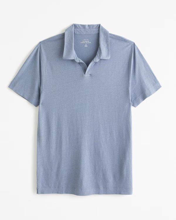Summer Linen-Blend Johnny Collar Polo | Abercrombie & Fitch (US)