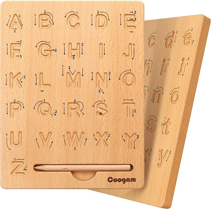 Coogam Wooden Letters Practicing Board, Double-Sided Alphabet Tracing Tool Learning to Write ABC ... | Amazon (US)