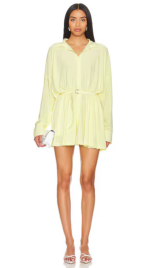 x REVOLVE Super Oversized Boyfriend Shirt Mini Dress in Butter Yellow | Revolve Clothing (Global)