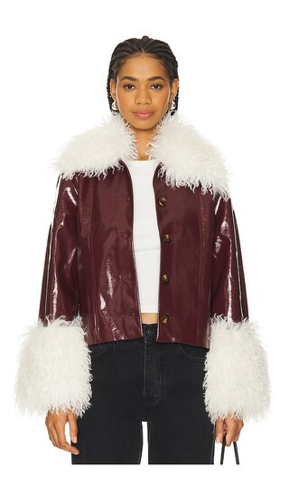 Bonnie Faux Fur Vinyl Jacket in Oxblood | Revolve Clothing (Global)