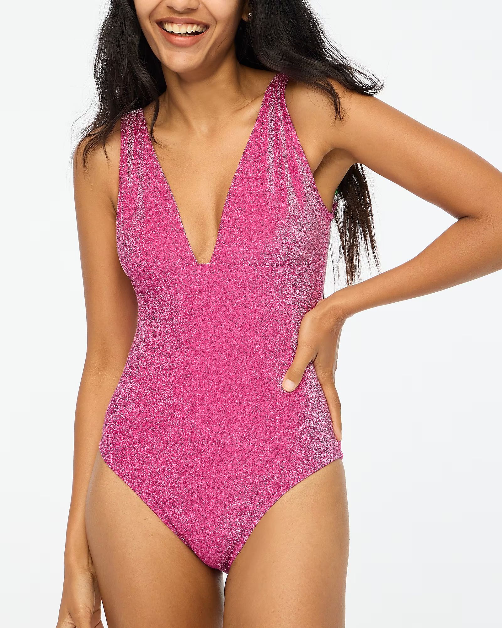 Shimmer V-neck one-piece swimsuit | J.Crew Factory