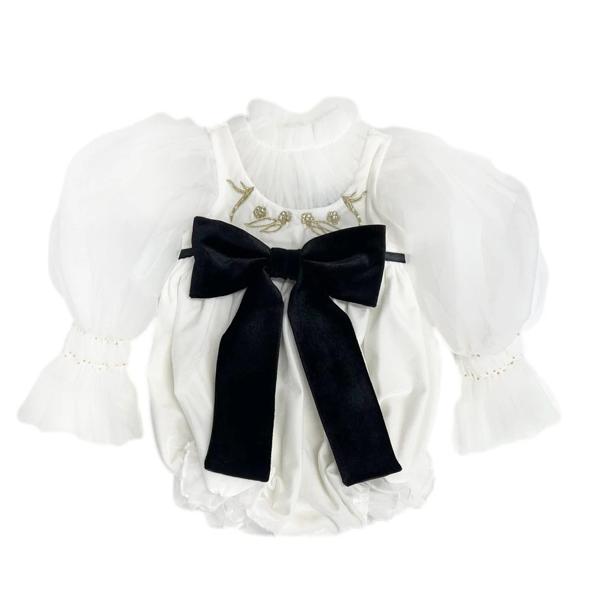 Aurora Ivory Velour Romper | petite maison kids