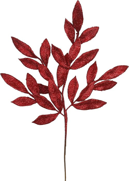 Vickerman 22" Red Glitter Bayleaf Artificial Spray, 12 per Bag, Durable Plastic, Glitter Accented... | Amazon (US)