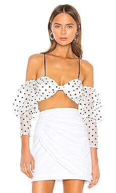 Camila Coelho Sidney Crop Top in White & Black from Revolve.com | Revolve Clothing (Global)