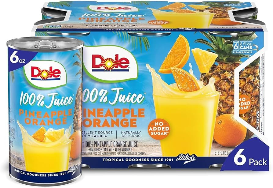 Dole 100% Pineapple Orange Juice, No Added Sugar, Excellent Source of Vitamin C, 100% Fruit Juice... | Amazon (US)