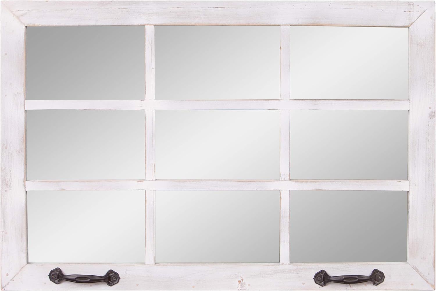 24x36 Distressed White Windowpane Wall Accent Mirror | Amazon (US)