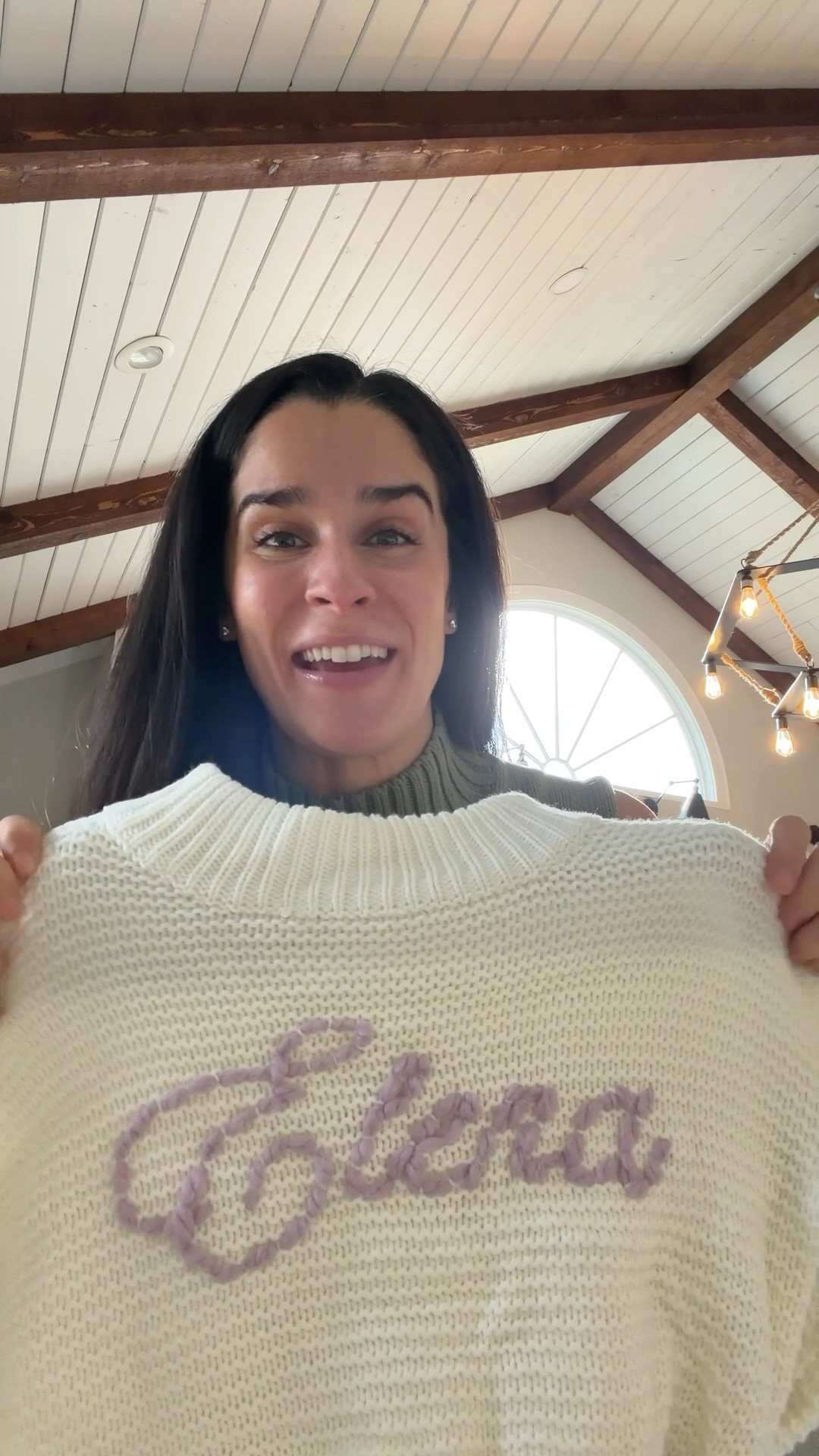 The sweater runs TTS. I sized up for an oversized look/to get more wear out of them.

The font I used is called Amoresa in Canva


