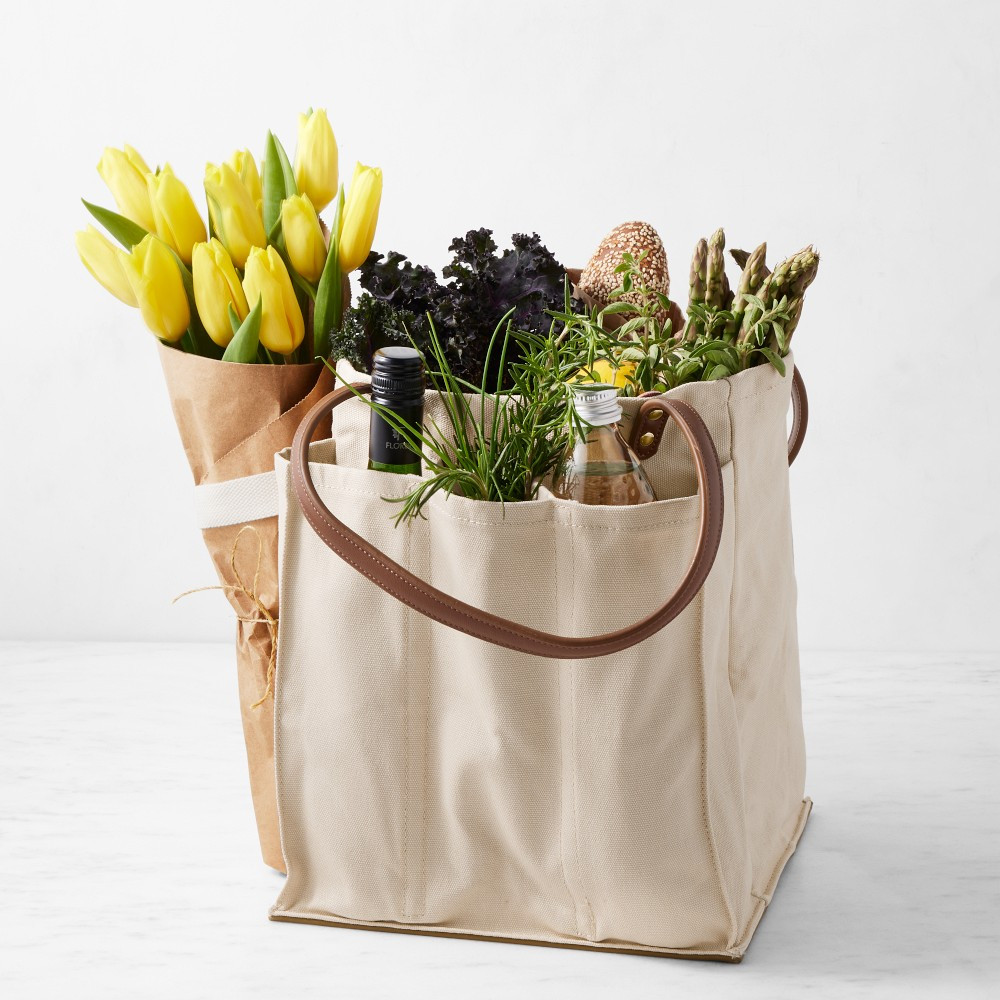 Market Tote with Genuine Leather | Williams-Sonoma