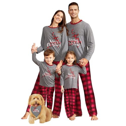 IFFEI Matching Family Pajamas Sets Christmas PJ's with Raindeer Printed Pet Size Bandana | Amazon (US)