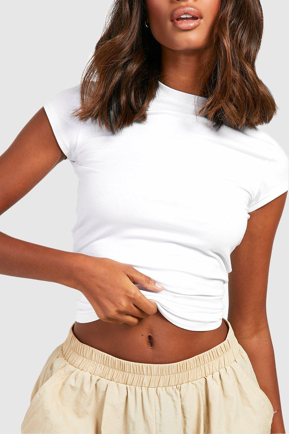 White Premium Super Soft Cap Sleeve Fitted T-shirt | Boohoo.com (UK & IE)