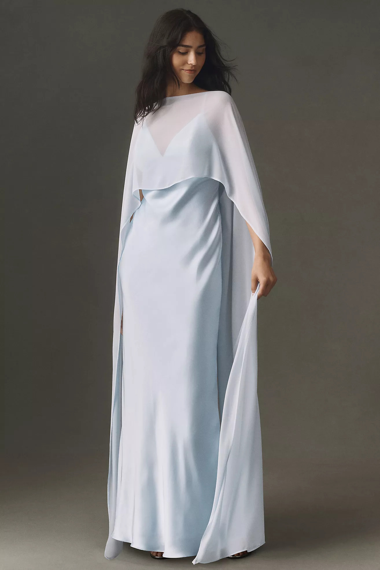 BHLDN Brigid Chiffon Cape Maxi Dress | Anthropologie (US)