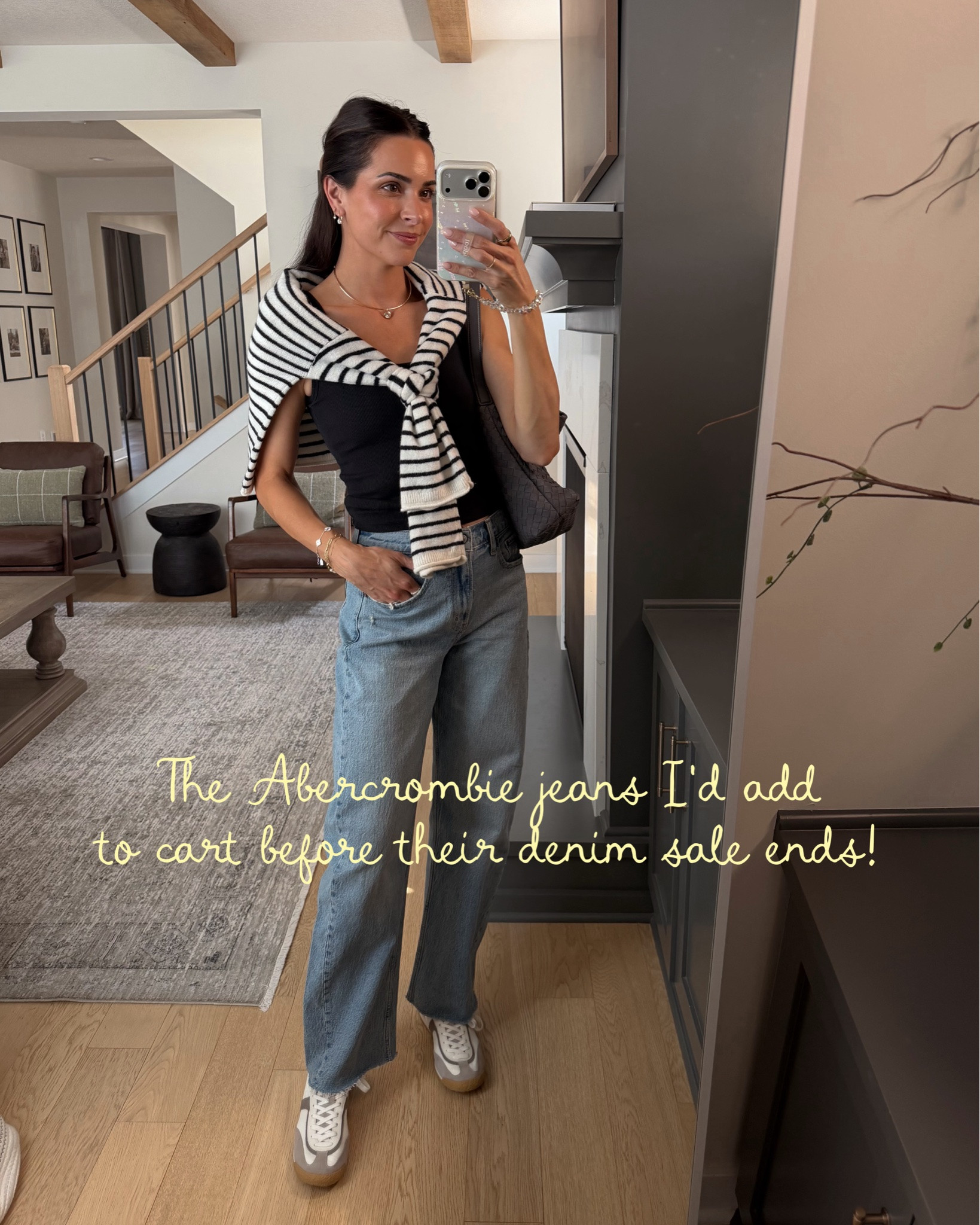 Ends TONIGHT 🚨 All denim is 25-50% off + an extra 15% off with stackable code DENIMAF 😍 

Wide leg jeans: true to size (26 long) I’m 5’7”
Cami: size down if between (XS) 

Sweater tank: size down if between (XS)
Cream low rise jeans: true to size (26R) 

Stripe cardi: sized down (XS) runs big
Straight leg jeans: true to size (26R) 

Flutter sleeve top: true to size (S)
Brown jeans: true to size (26R) 

Tank: true to size (S)
Barrel jeans: true to size (26L)

#LTKSaleAlert #LTKootd #LTKSeasonal