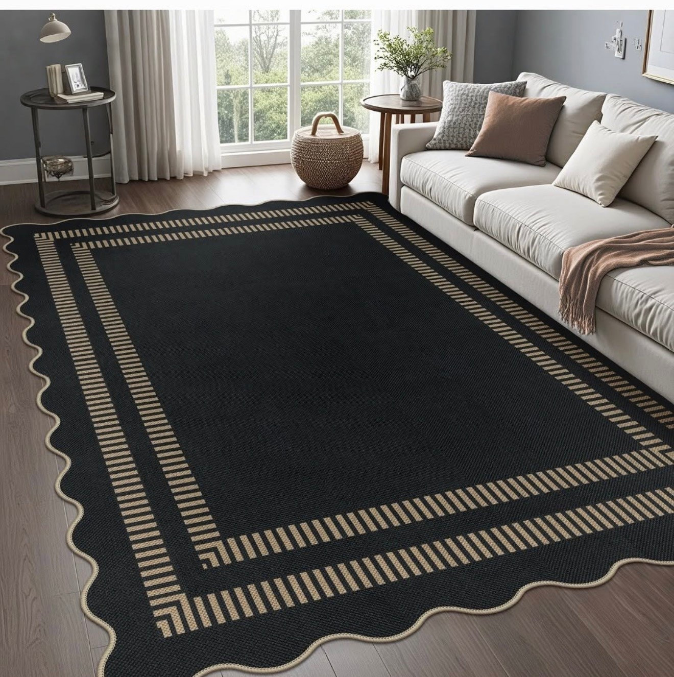 Scalloped Modern Easy Jute Carpet, 5x7 Washable Area Rug

#LTKSaleAlert #LTKHome