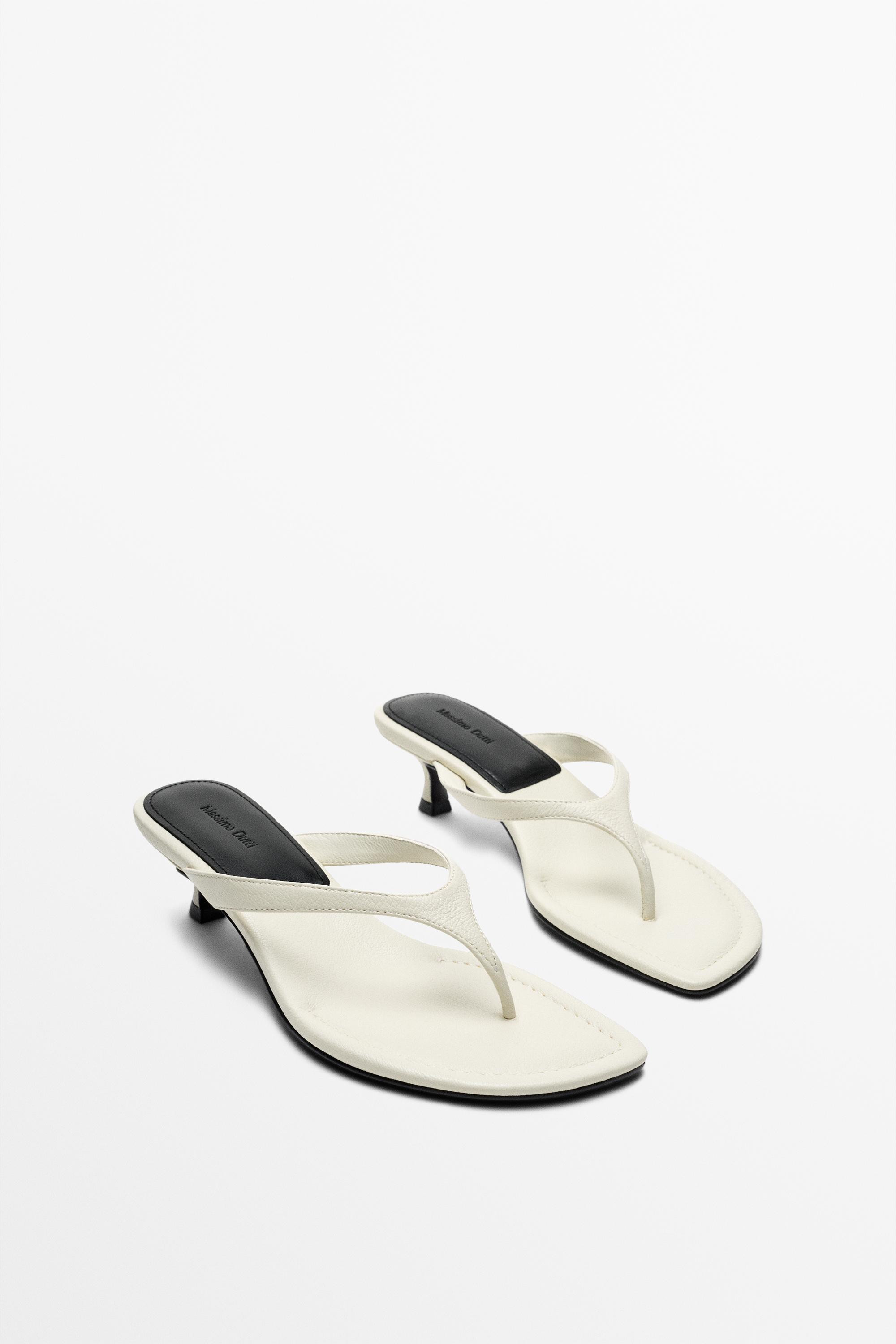 Leather heeled sandals | Massimo Dutti UK