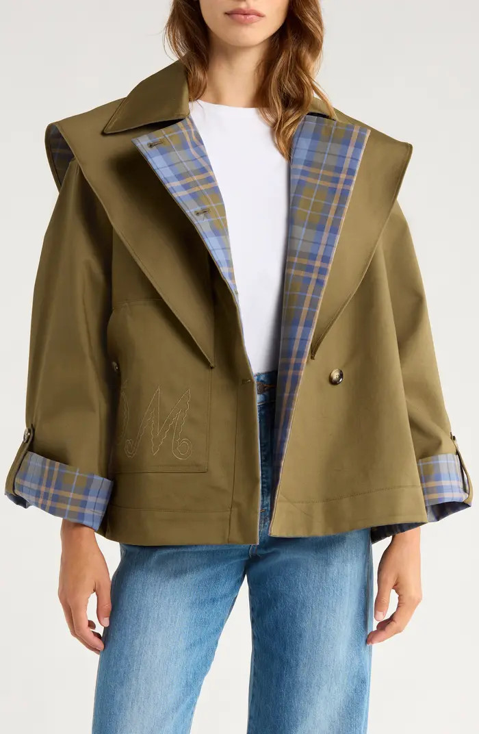 Jerry Reversible Crop Organic Cotton Trench Coat | Nordstrom