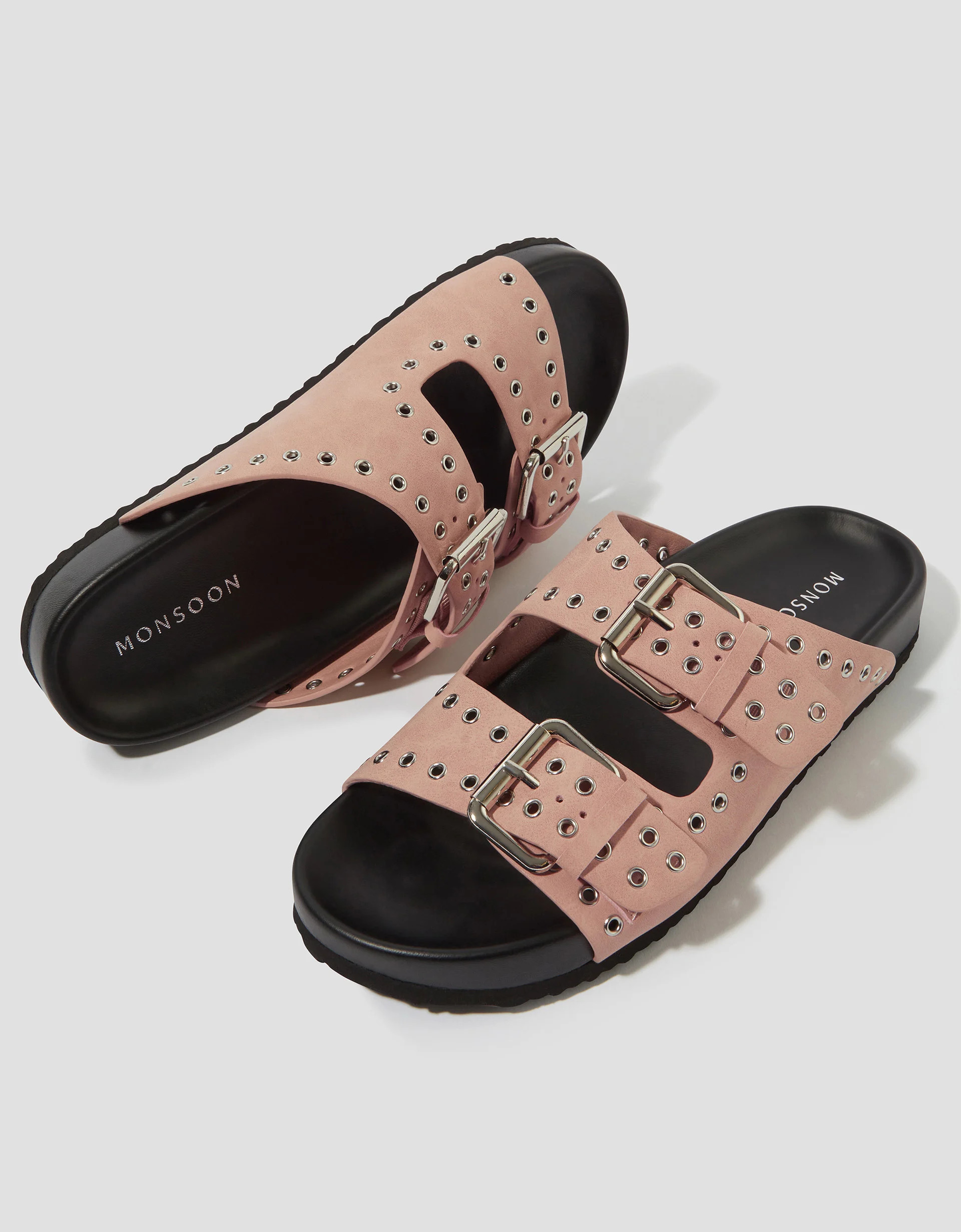 Elena Stud Buckle Sandals Pink | Monsoon (UK)