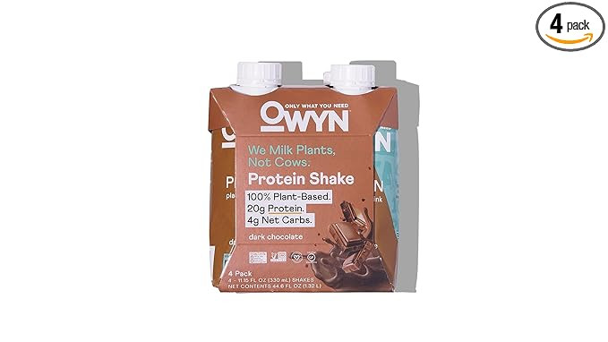OWYN Dark Chocolate Plant Based Protein Shake 4pk, 11.15 FZ | Amazon (US)