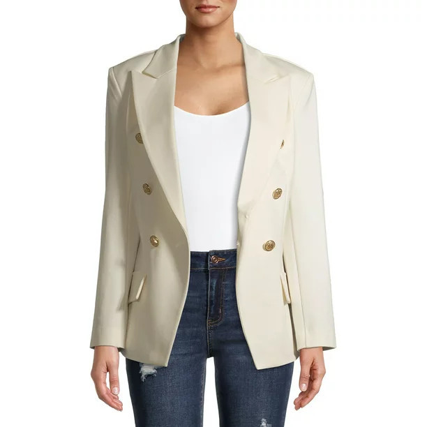 Attitude Unknown Women's Metallic Button Blazer | Walmart (US)