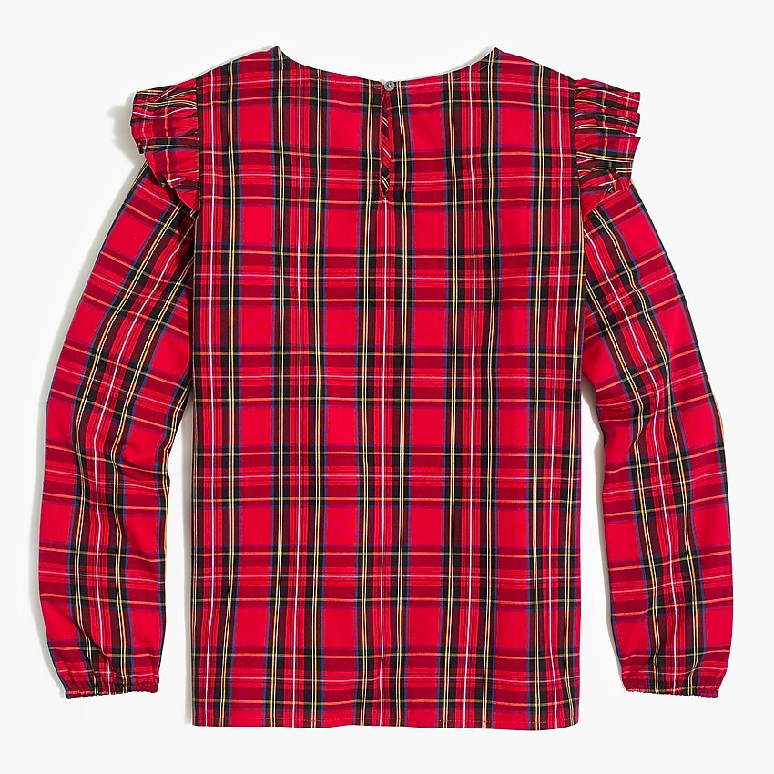 Tartan ruffle-trim woven top | J.Crew Factory