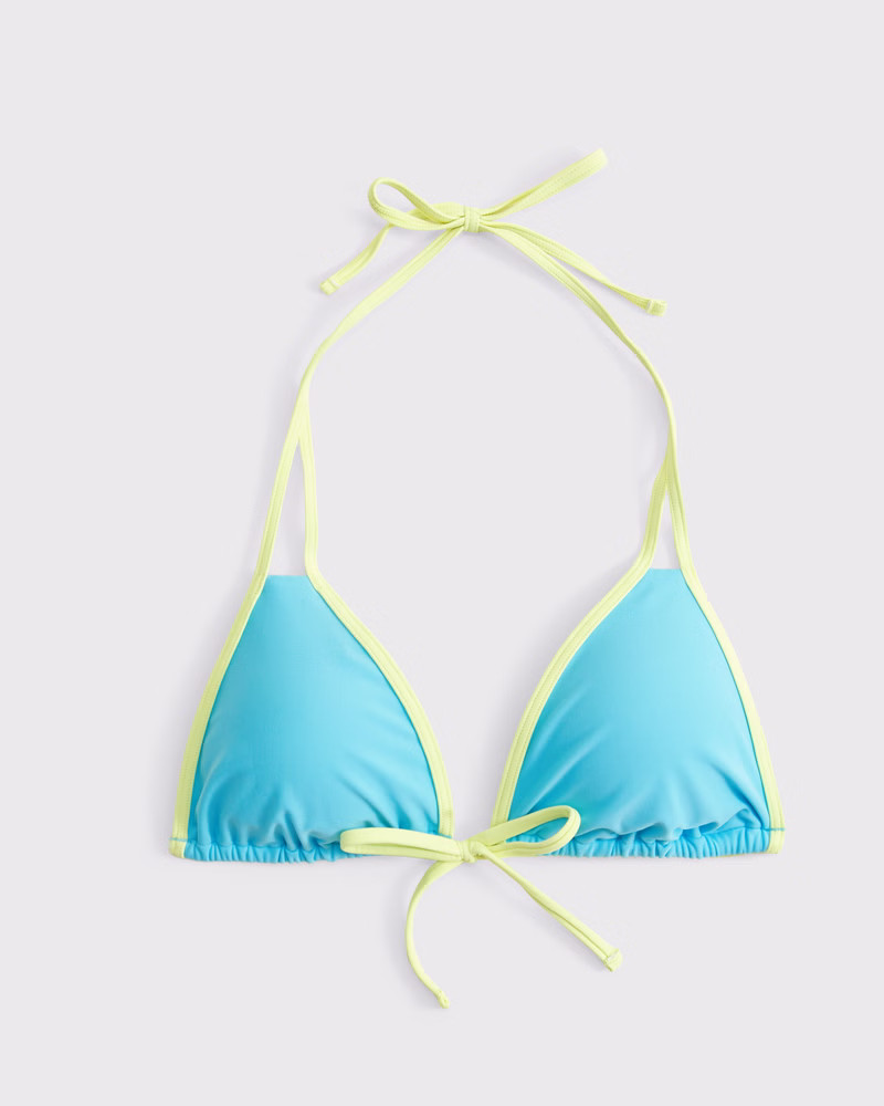 Women's Contrast Tie-Front Triangle Bikini Top | Women's Swimwear | Abercrombie.com | Abercrombie & Fitch (US)