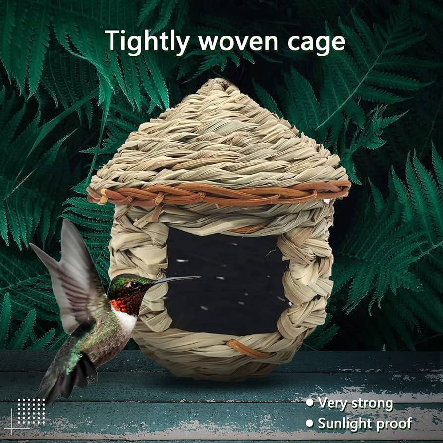Gute Hummingbird House, Grass Hand Woven Birdhouses for Outdoors Hanging, Natural Bird Hut for Ou... | Amazon (US)