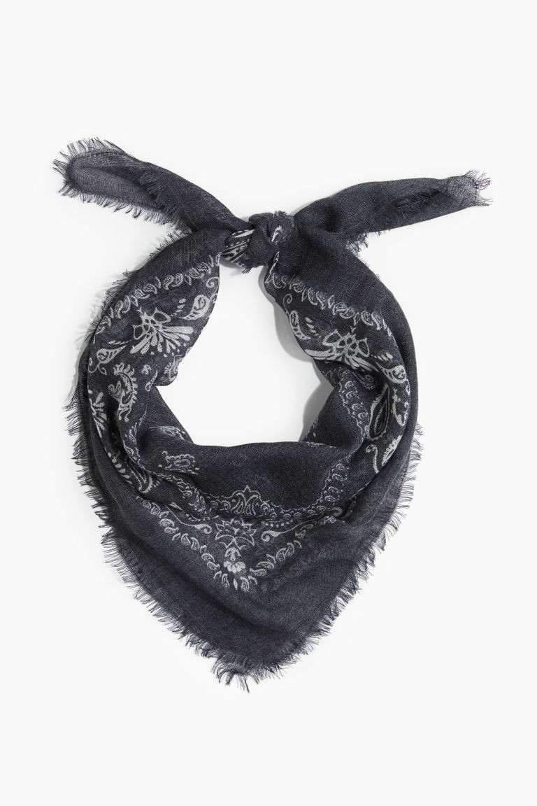 H & M - Patterned Scarf - Gray | H&M (US + CA)