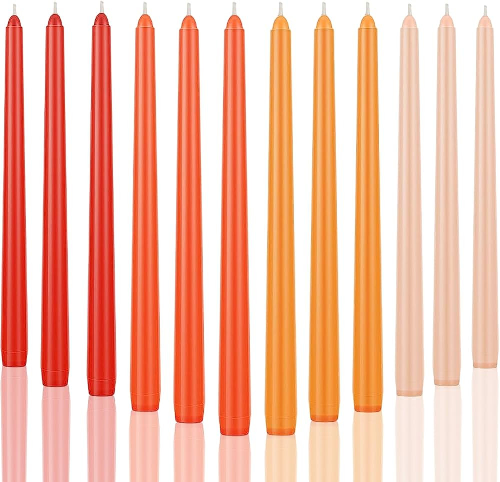 12pcs Taper Candles Citrus Scented Orange Gradient Color,Handmade from Vegan Soy Wax for Holiday ... | Amazon (US)