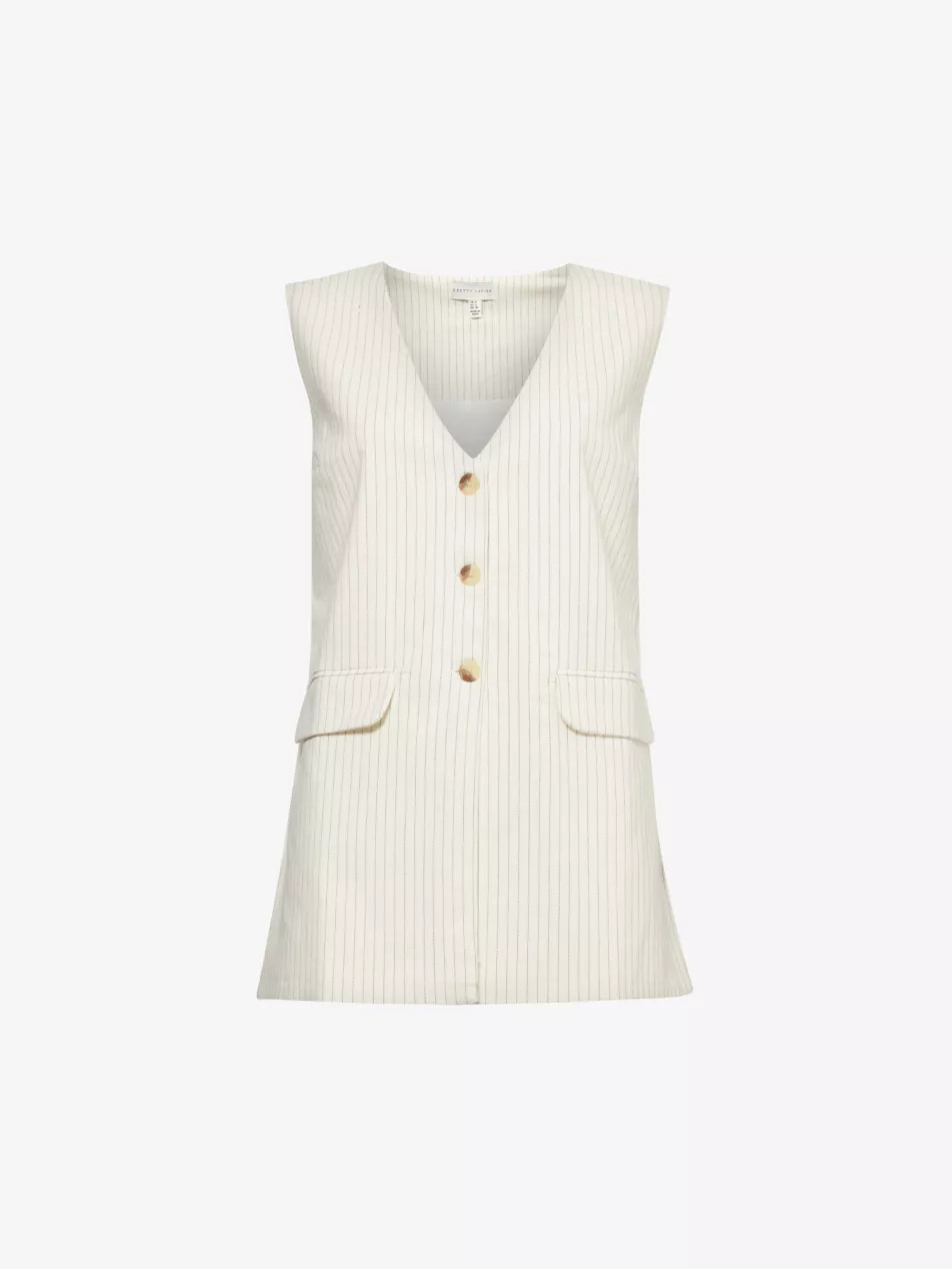 Harlee V-neck pinstripe cotton waistcoat | Selfridges