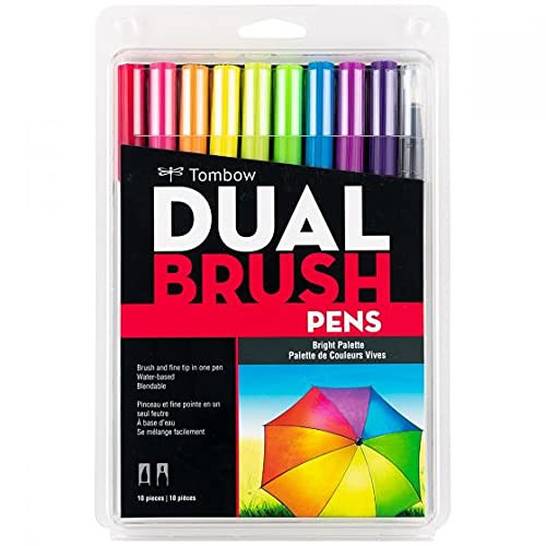 Tombow 56185 Dual Brush Pen Art Markers, Bright, 10-Pack. Blendable, Brush and Fine Tip Markers | Amazon (US)