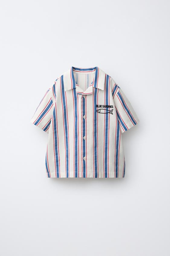 EMBROIDERED FISH STRIPED SHIRT | Zara US