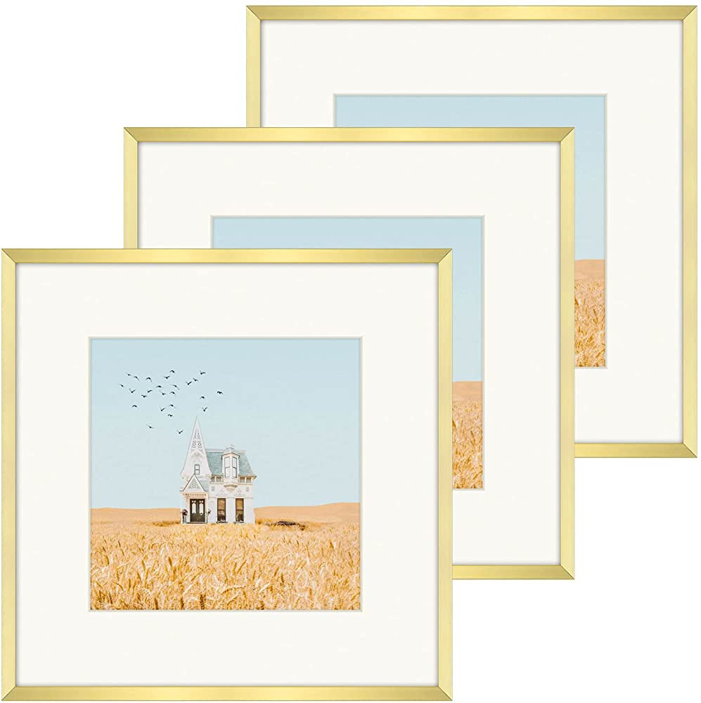 Golden State Art, 12x12 Aluminum Metal Frame with Ivory Mat for 8x8 Pictures, Includes with Sawto... | Amazon (US)