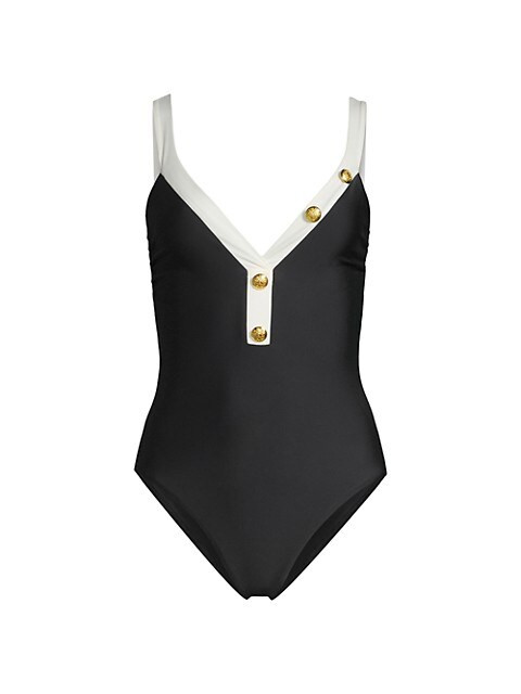Aliza Button-Trim One-Piece | Saks Fifth Avenue