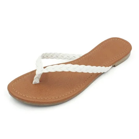 LAVRA Women s Braided Flip Flop Faux Leather Sandals Fashion T Strap Shoes | Walmart (US)