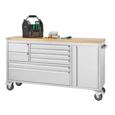 TRINITY 66 in. x 19 in. 8-Drawer Stainless Steel Rolling Workbench | Tractor Supply