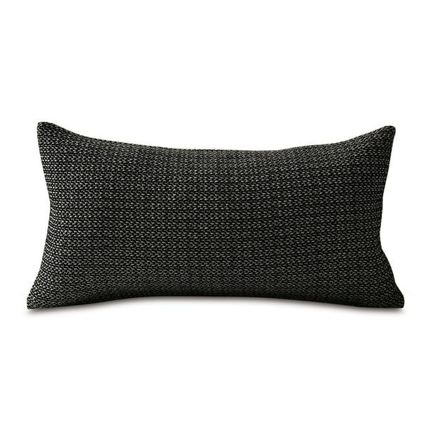 Black Solid Textured Lumbar Pillow Cover 11" x 21", 1 Piece | Walmart (US)