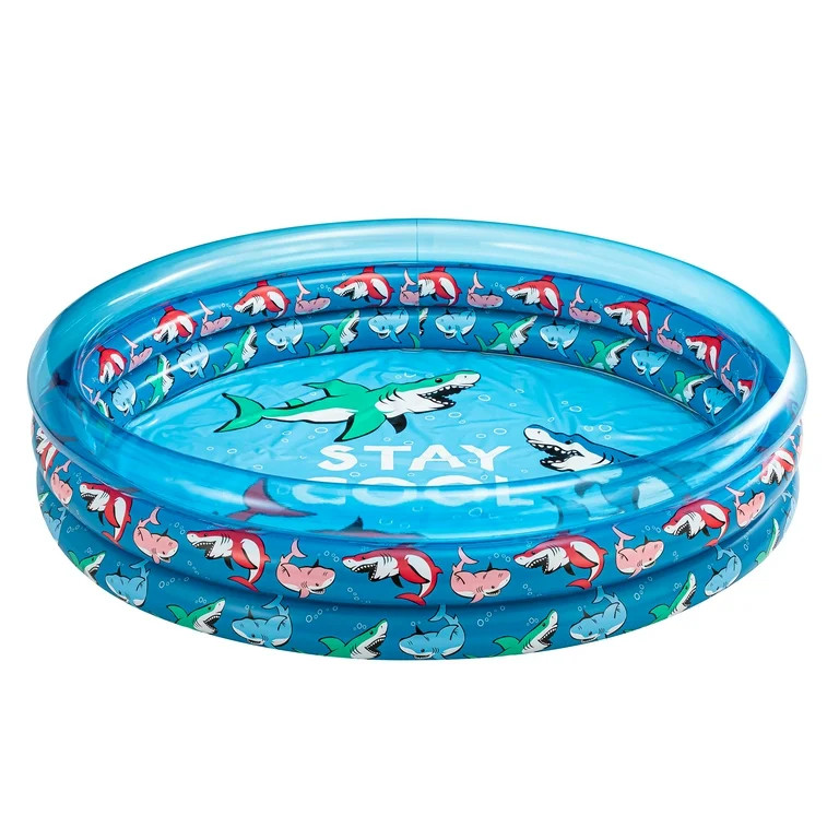 Bluescape Blue Shark 3-Ring Inflatable Swimming Pool for Kids, Round, Age 2 & up, Unisex | Walmart (US)