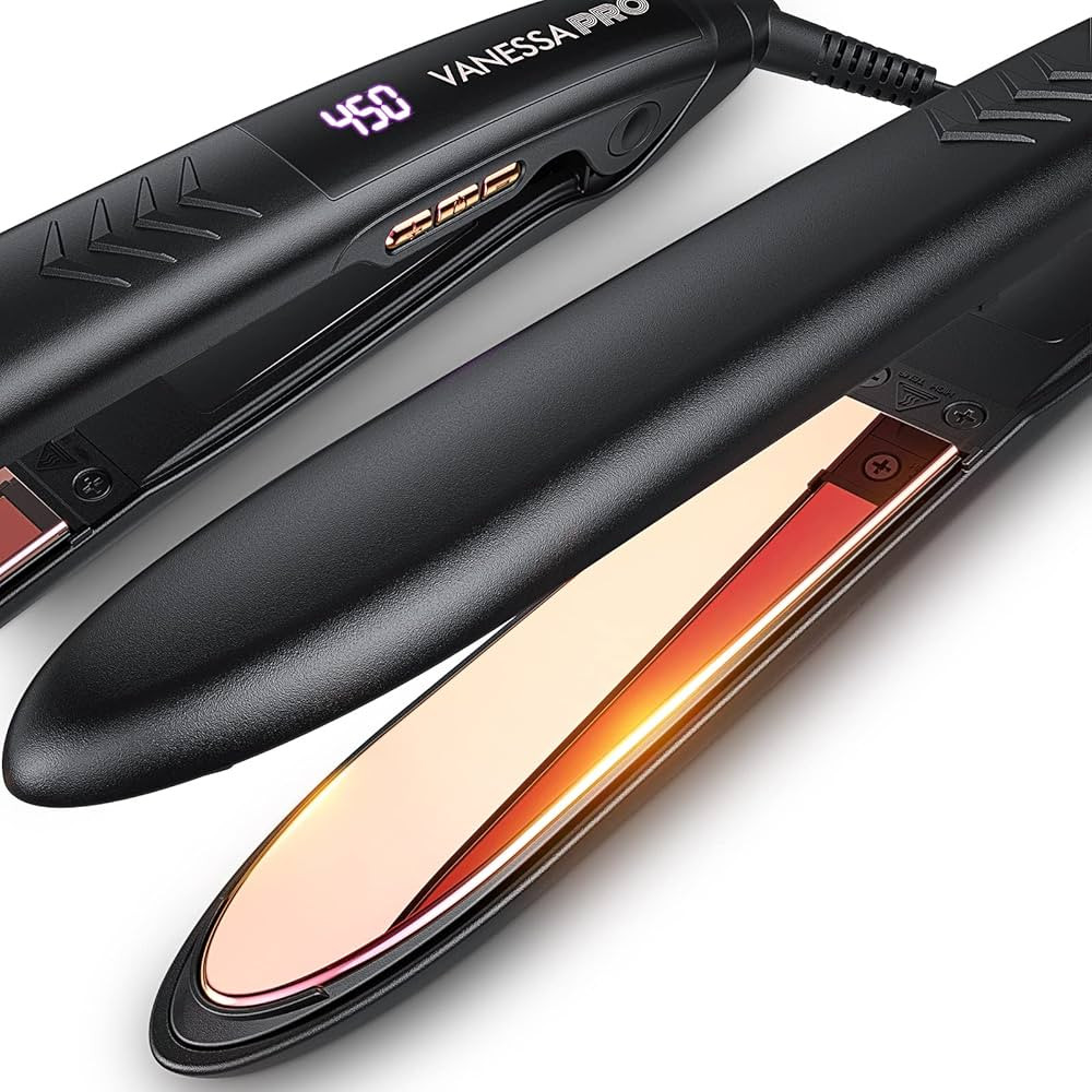 VANESSA PRO Flat Iron Hair Straightener, 100% Pure Titanium Flat Iron for One Pass to Achieve a S... | Amazon (US)