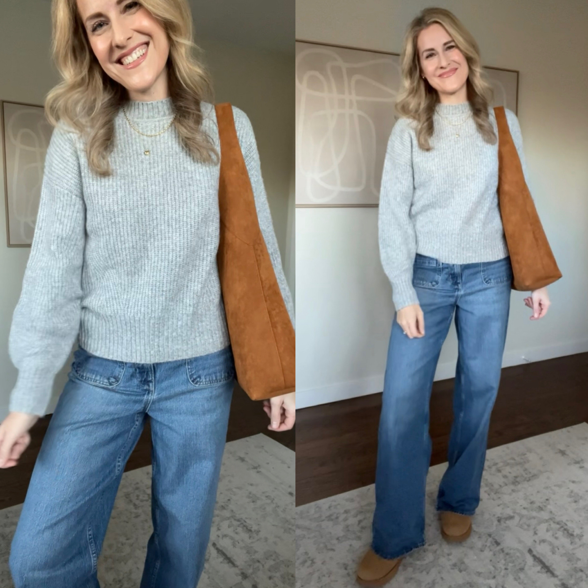 Walmart sweater, target bag and Walmart jeans. #walmartfashion 

#LTKFindsUnder50 #LTKOver40 #LTKFindsUnder100