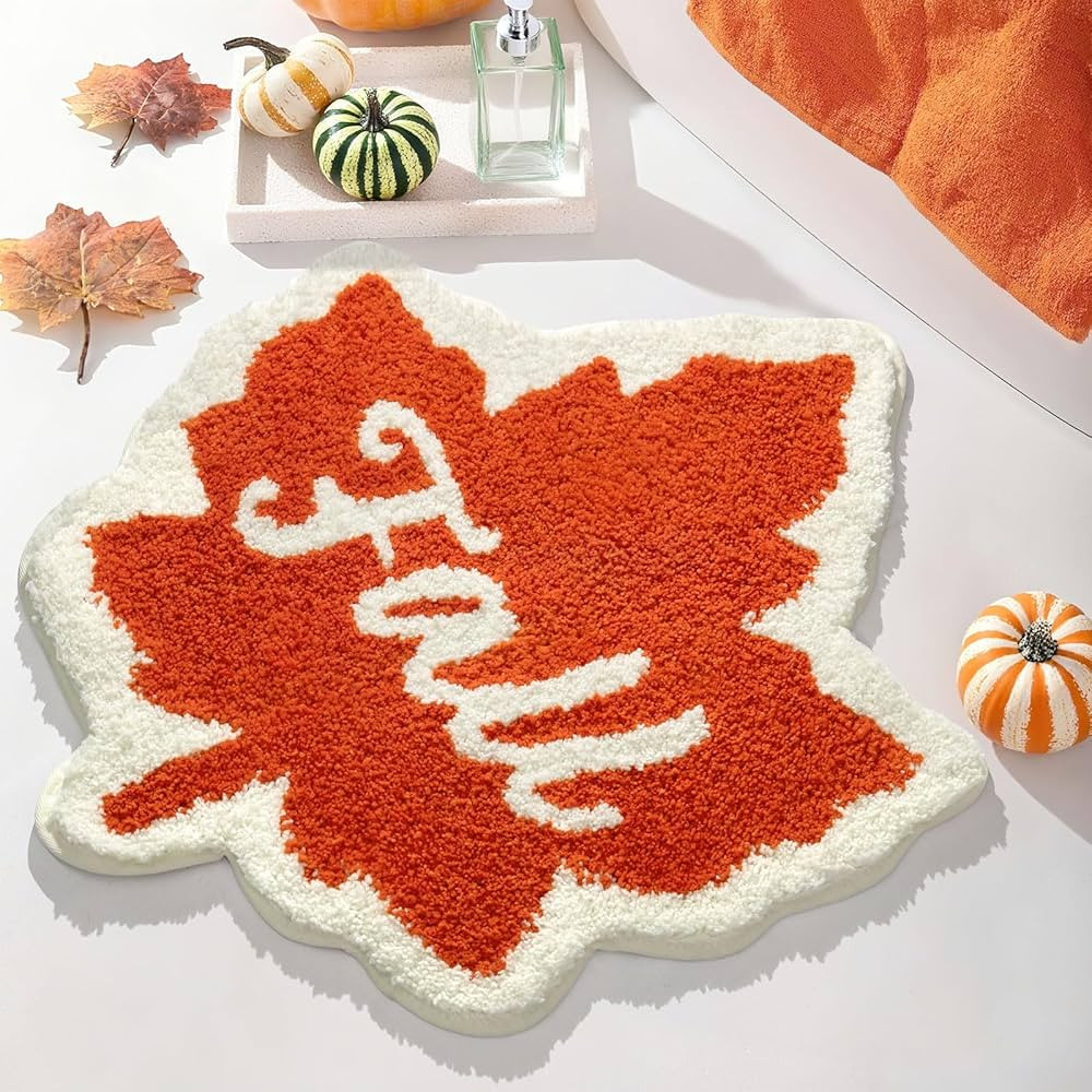 DEXDE Fall Bathroom Rugs 24x26 Inch, Non-Slip Washable Cute Bath Mats for Bathroom Maple Autumn L... | Amazon (US)