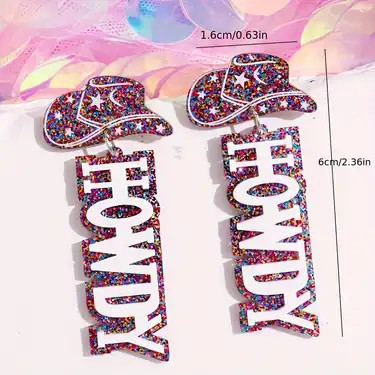 Bling Bling Cowgirl Hat Howdy Design Dangle Earrings Retro - Temu | Temu Affiliate Program