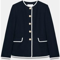 Zara - Contrast Trim Blazer - Navy Blue - Xl - Woman | Zara UK